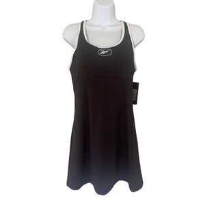 Reebok Retro‎ Active Tennis Dress Black White Trim Racerback Athletic L New